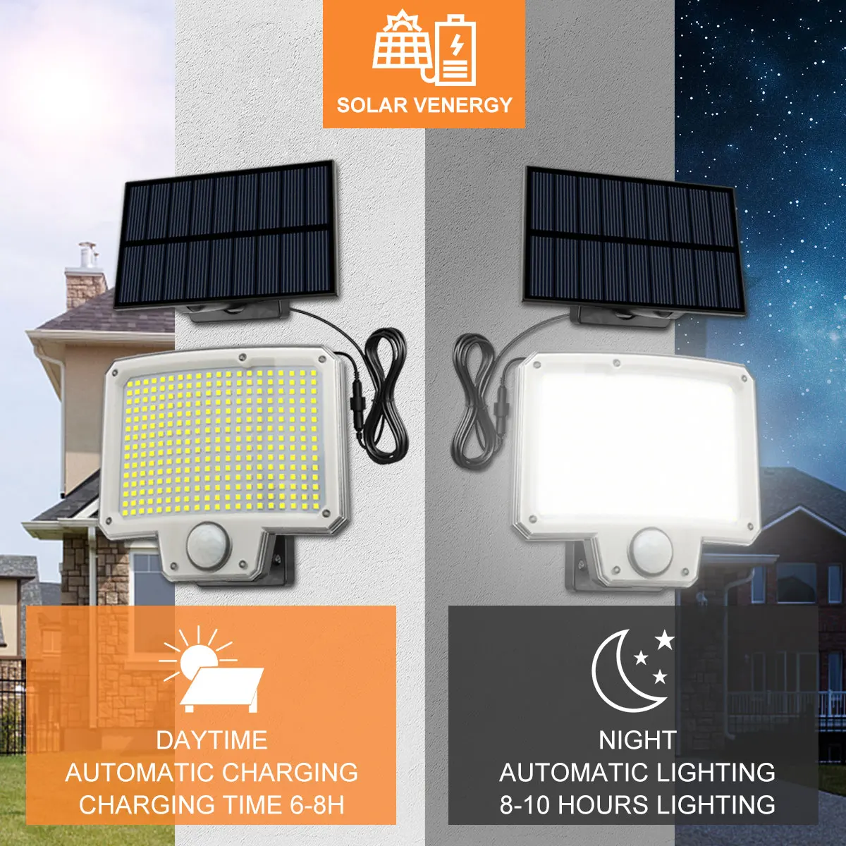 1/2PCS 300 LED Solar Lights Outdoor Motion Sensor with Remote 3 Modes Waterproof Super Bright Solar Flood Lights for Yard Garden