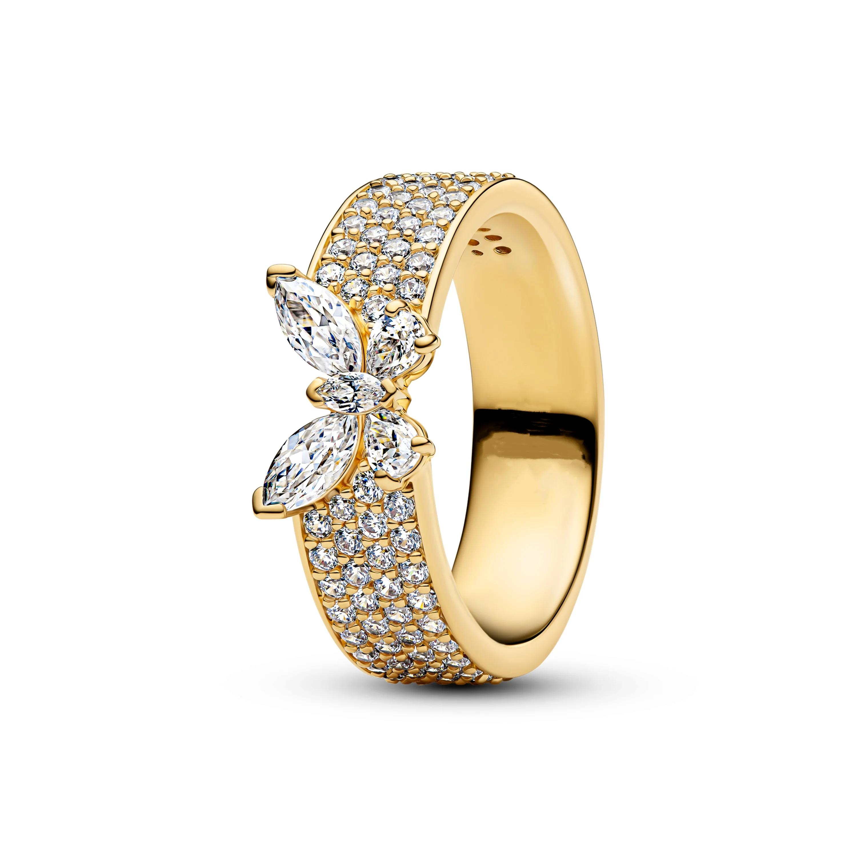 Women's 925 Pure Silver Crown & Bow Zircon Ring, Exquisite Gift