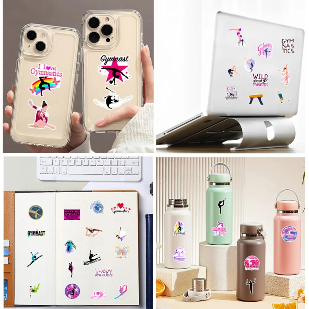 Imagem -03 - Ginástica Graffiti Adesivos para Faça Você Mesmo Scrapbooking Decalques Esportivos Telefone Laptop Mala Garrafa de Água Capacete 10 Pcs 25 Pcs 50 Pcs