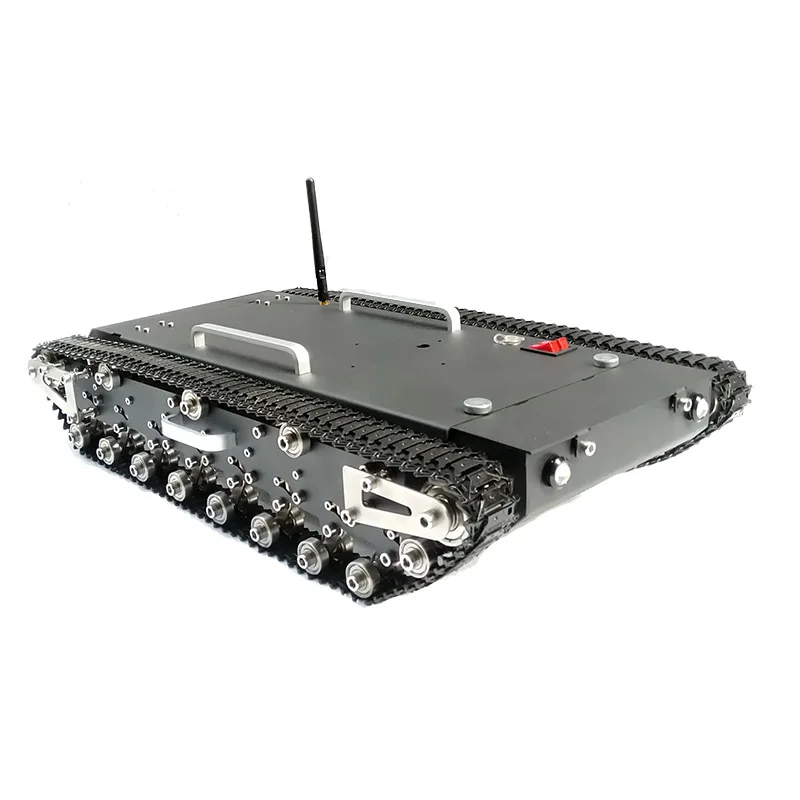 30KG Load 2WD Stainless Steel Tank Chassis Tracked Robot Off Road Obstacle Crossing RC Smart Car with High Power DC Motor ROS