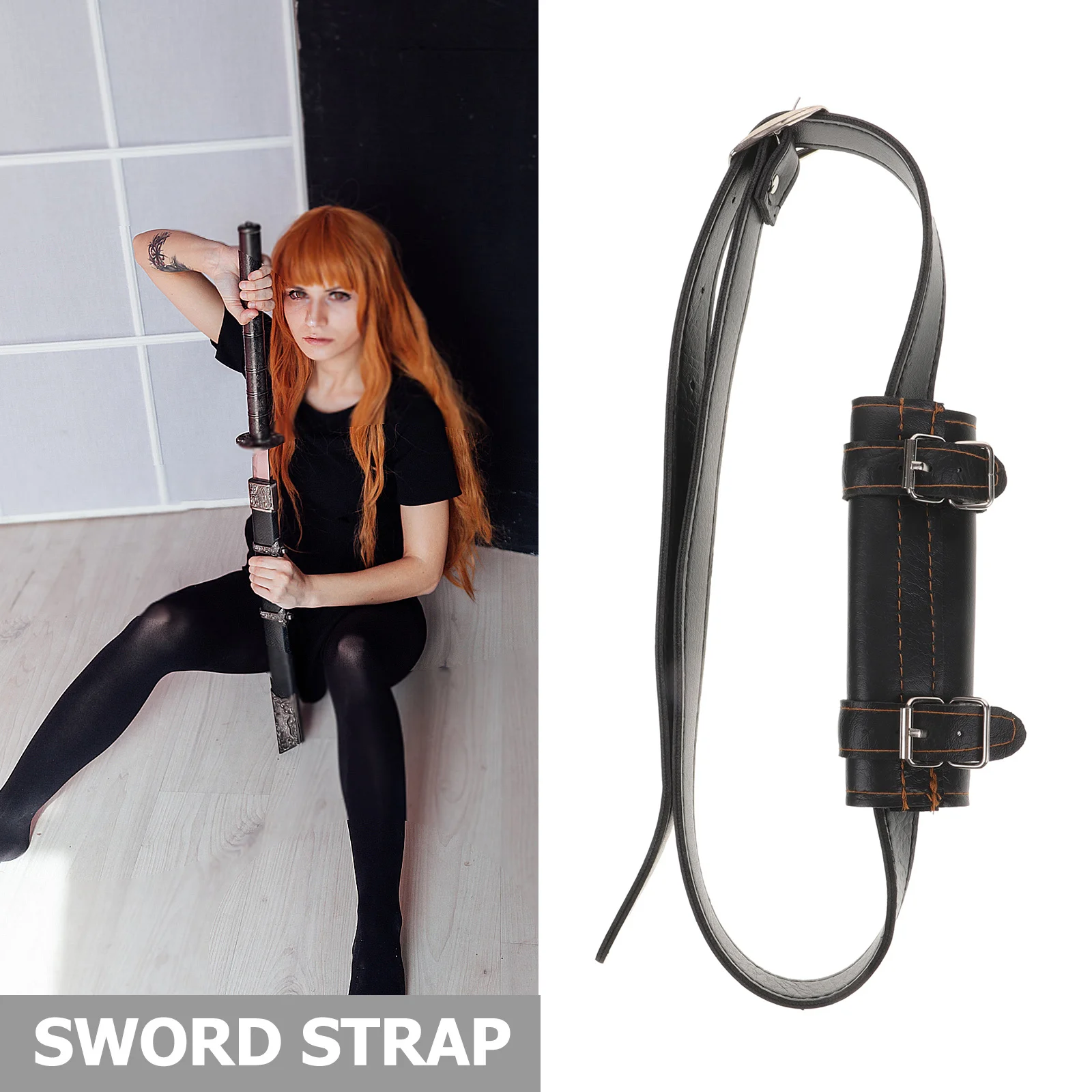 

PU Sword Belt Holder Durable Lightweight Sword Fixing Tool for Cosplay Stage Performance Halloween Masquerade