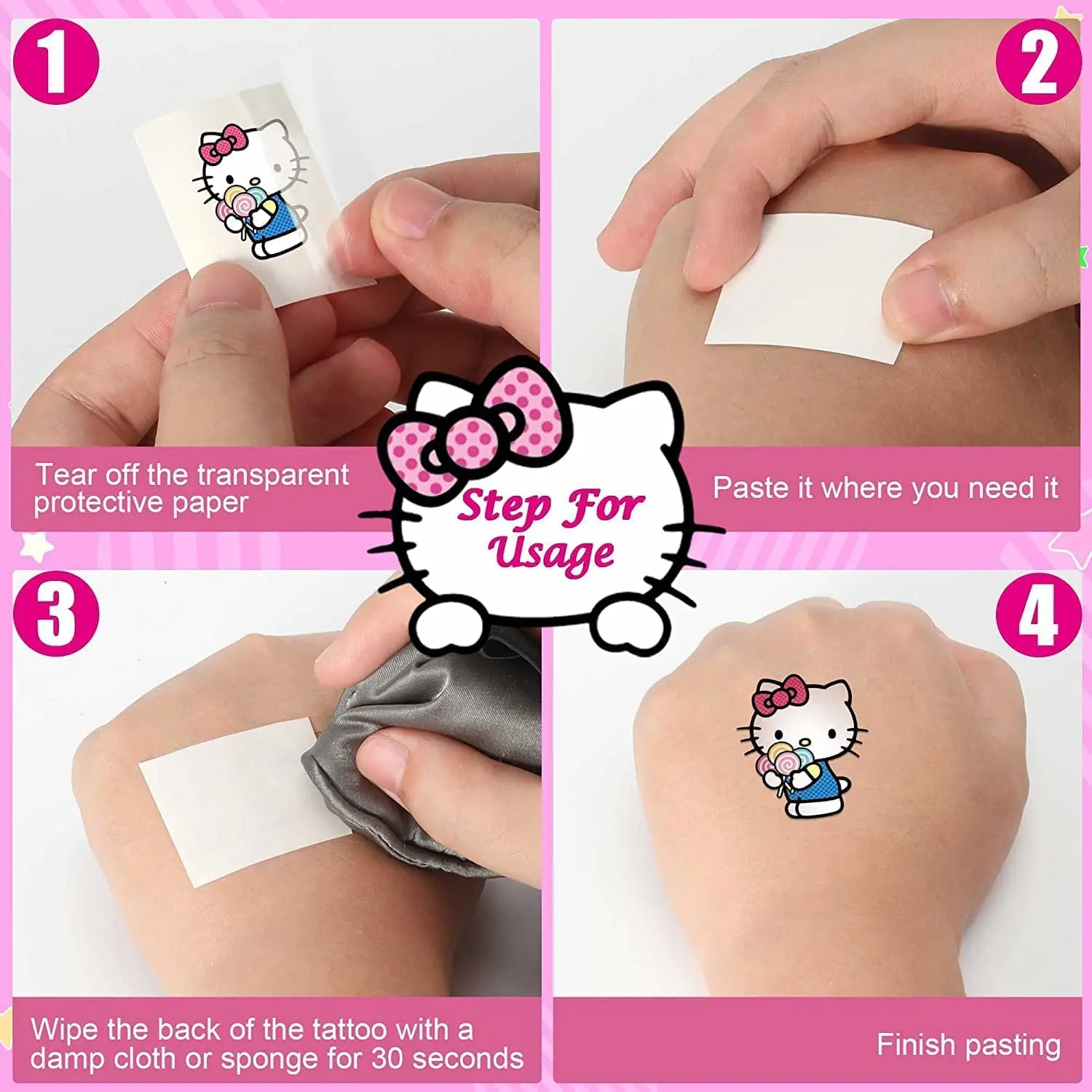 Hello Kitty Luminous Tattoo Stickers Party Favors Styles Temporary Tattoos Stickers Girls Glow Party Supplies Gifts for Children