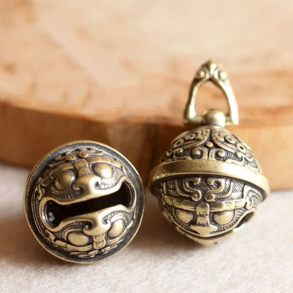 Chinese Style Brass Gluttonous Bell Gluttonous Can be Hung Keychain Pendant Retro Small Copperware Desk Decor