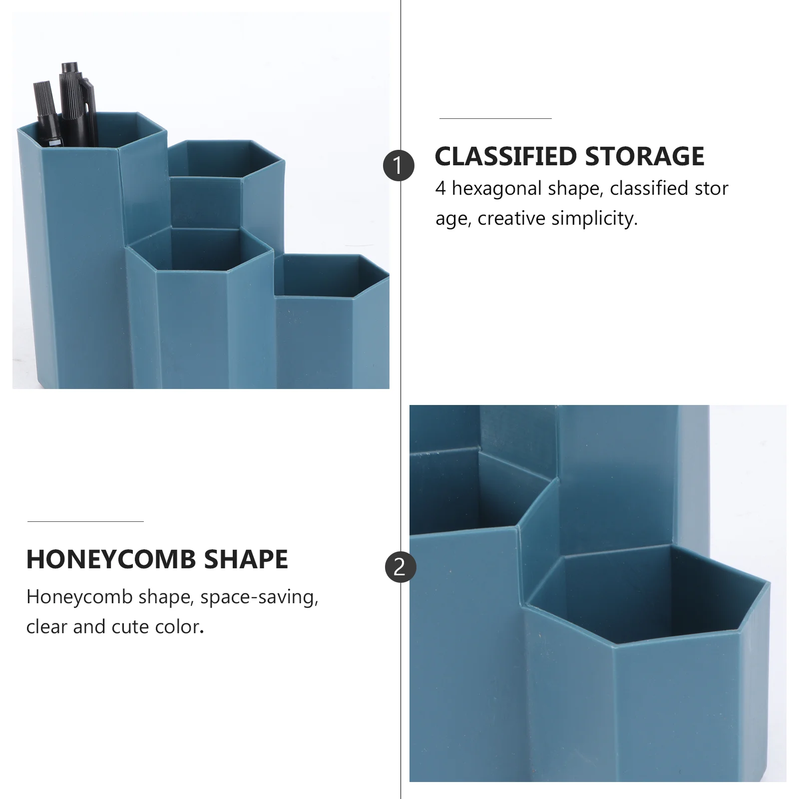 Hexagonal Pen Holder Stationery Organizer Gifts for Stocking Stuffers Desktop Storage Bucket Pot Container