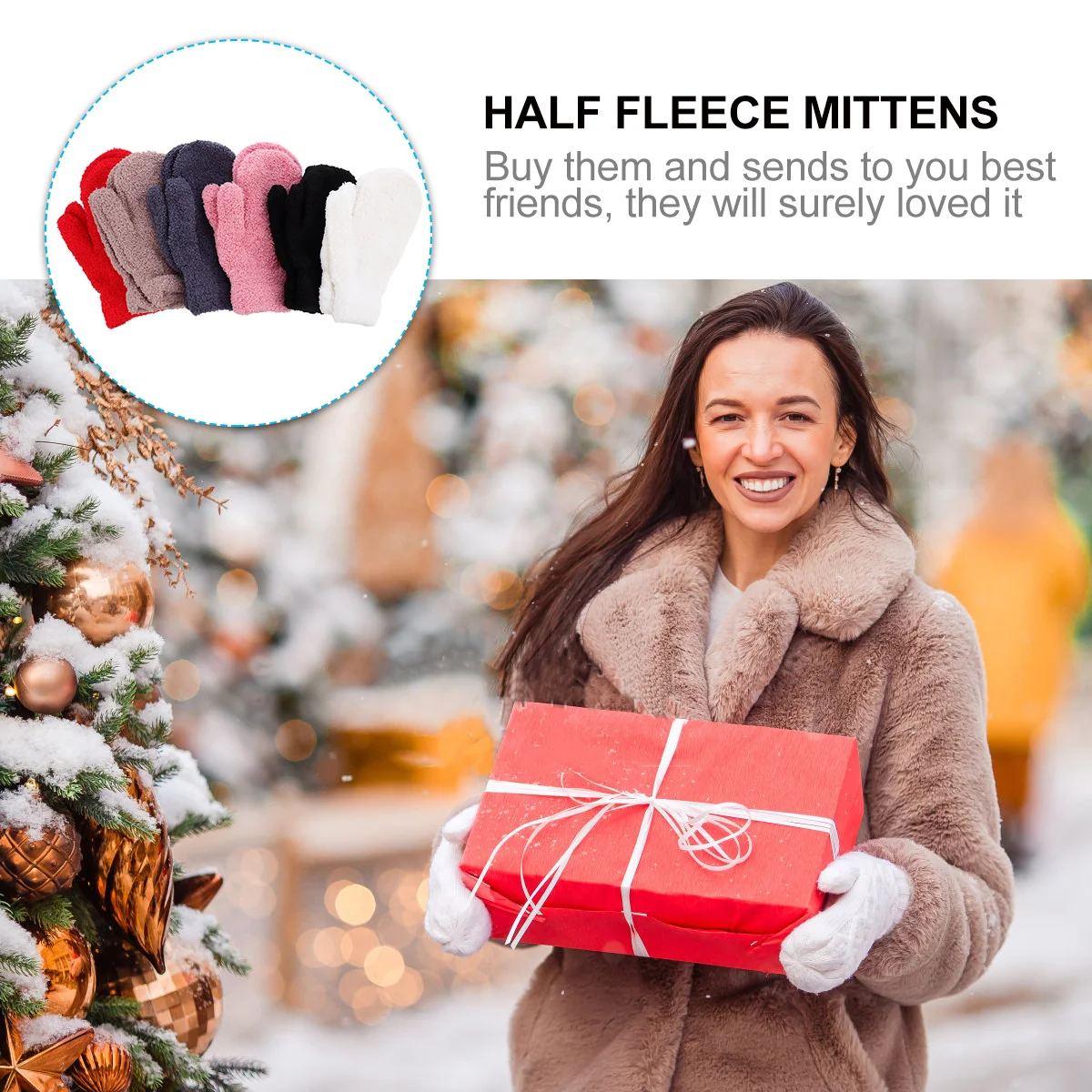 

6Pairs Thick Half Fleece Mittens Warm Gloves Full Finger Cover Winter Gloves for Men Women Outdoor Cold Protection