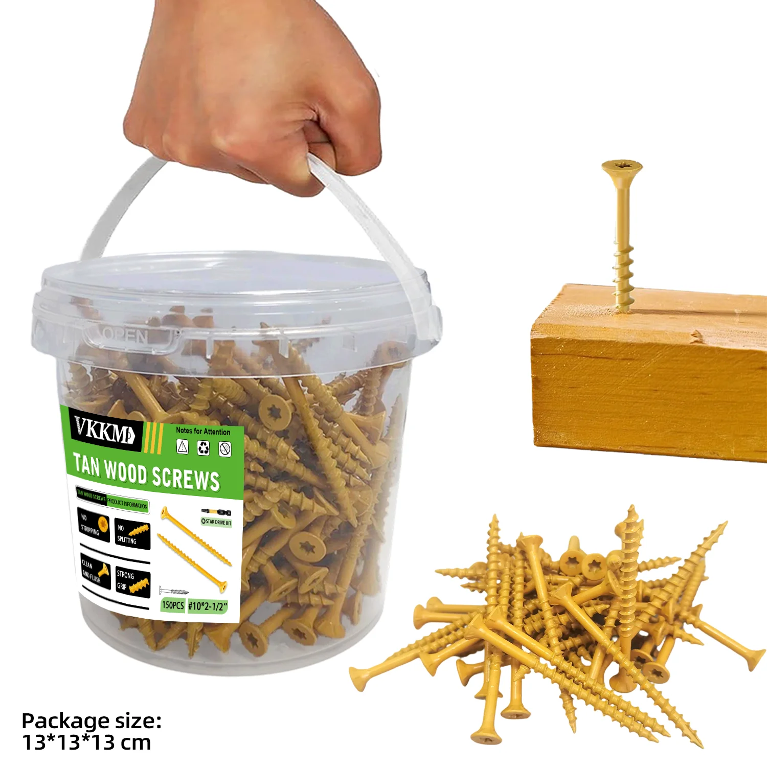 

VKKM 2,5-дюймовый # 10 винтов, 150 саморезов по дереву, покрытие из эпоксидной смолы, отправлена с пакетной головкой в форме звездочки T25, желтый.
