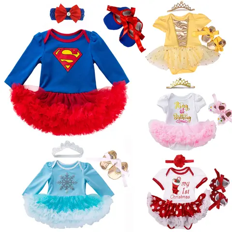 First Christmas NewBorn Baby Costume Cosplay Romper Baby girl Clothes Cute Dress Sets 3PCS Bebe Clothing Halloween Infant Dress