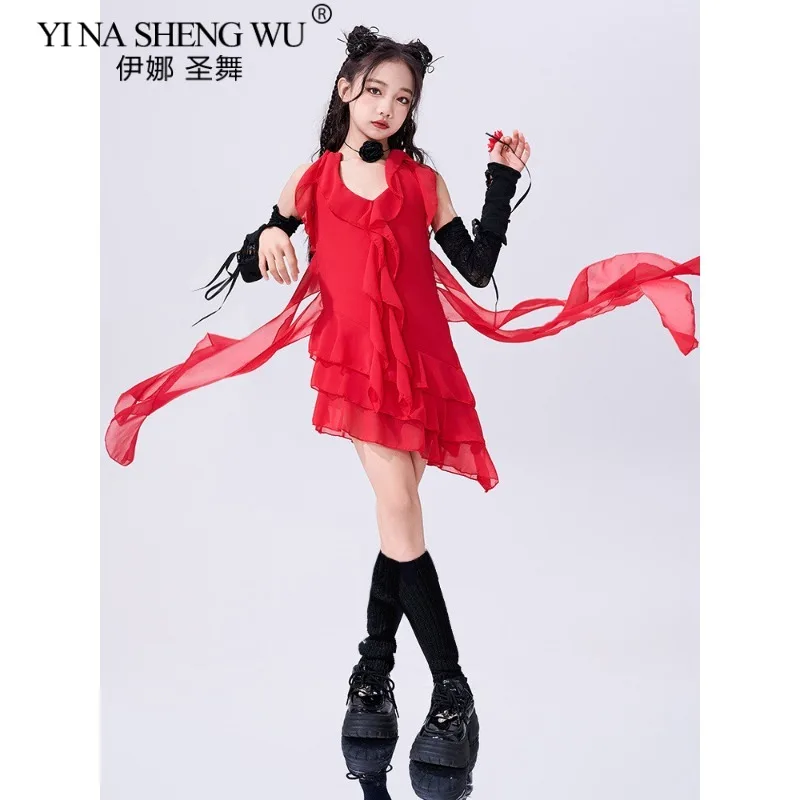 فستان بشريط لرقص الجاز ملابس الشارع الشهير الهيب هوب للفتيات أداء الموسيقى مهرجان المنصة عرض ملابس الحفلات السالسا #3