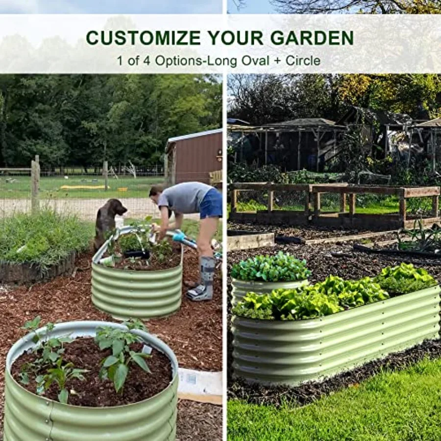 Outdoor modular galvanized steel raised garden beds, 17 tall, 4-in-1 metal planter boxes in silver-gray, rust-resistant and qui view 3