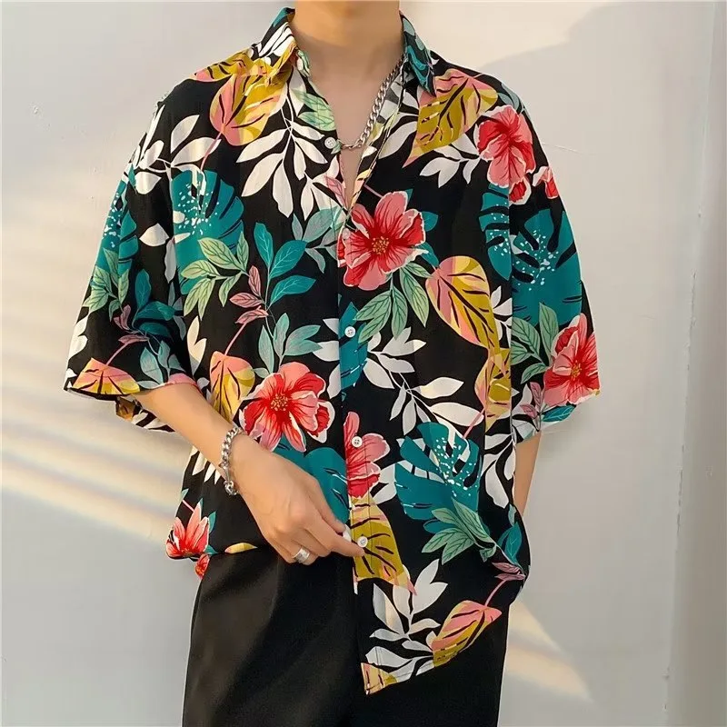 

Plus Size Hawaiian Shirt Men Stylish Casual Summer Shirt Loose Button Down Lapel Beach Top Xs-5xL