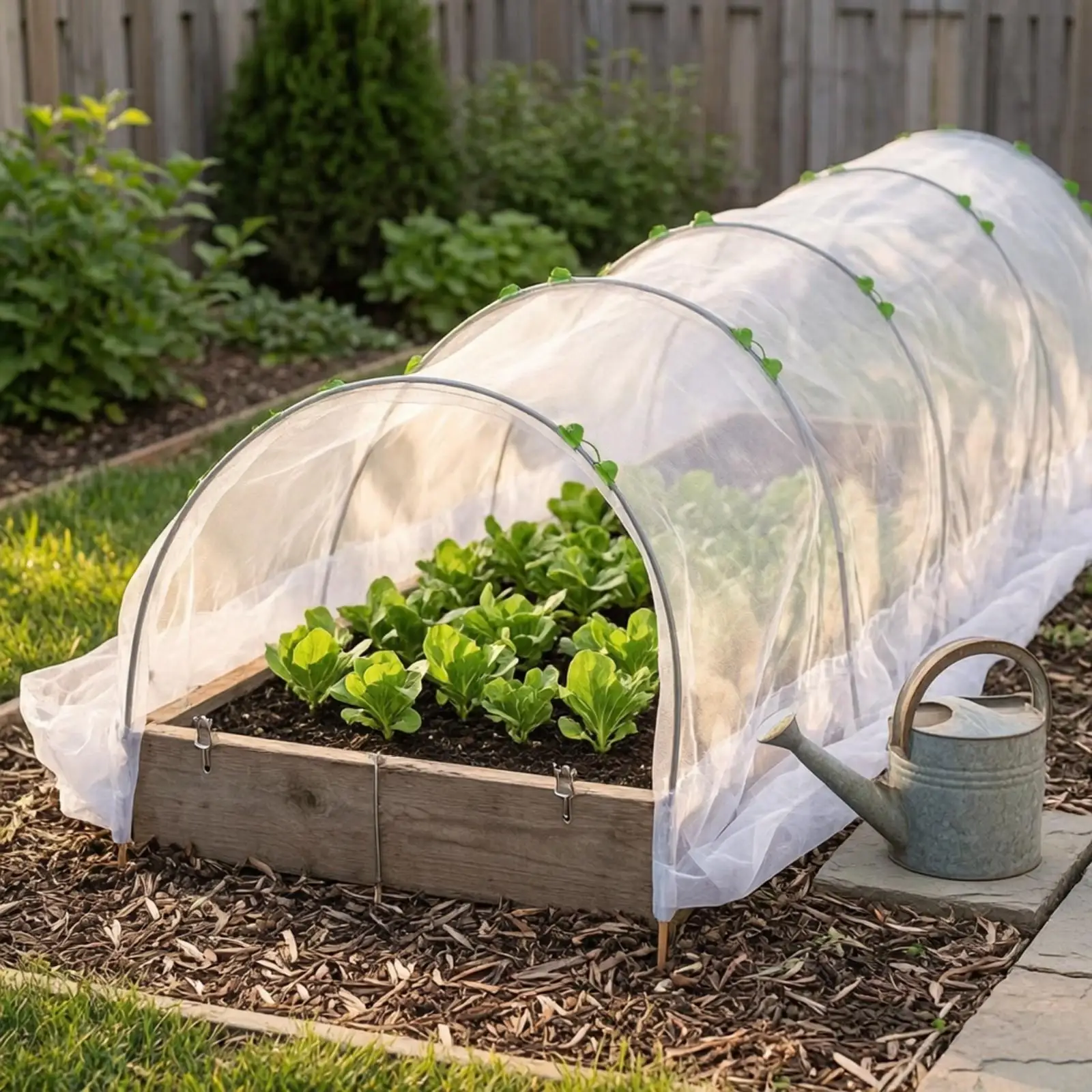 Fiberglass Protection Net Garden Tunnel Hoop System Kit for Vegetable Row Plant Bed Cover Support Frame