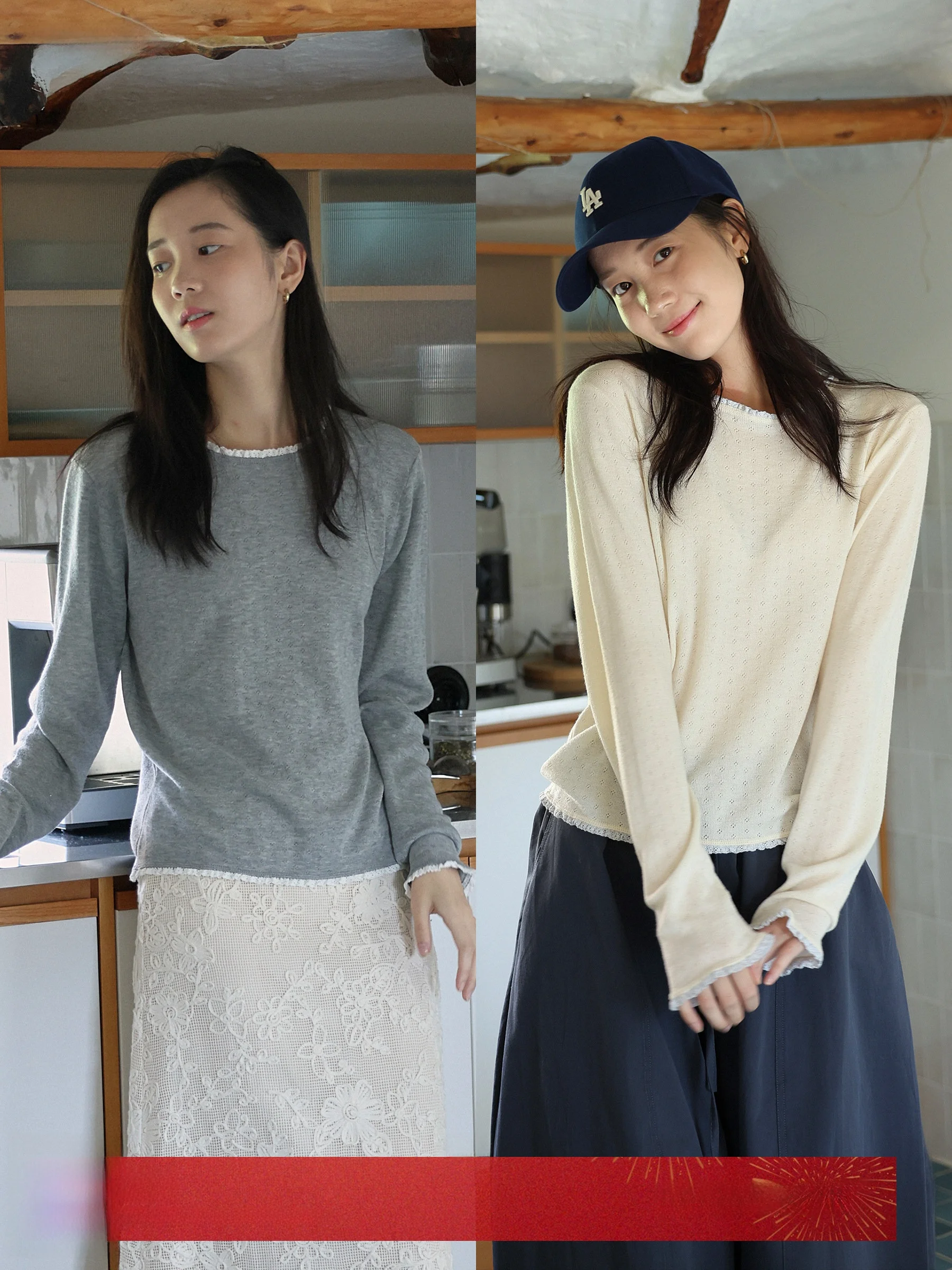 

MUNNS Camere Lace Long Sve вязаный свитер круглый Ne ажурный дизайн свободного покроя осень-зима базовый слой топ для женщин