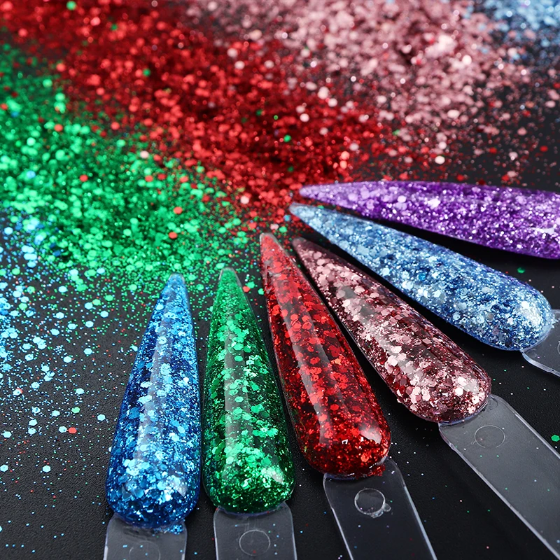 50G 1/0.2mm Shiny Red Nail Glitter Mixed Powder Sequins Decoration Colorful Bulk Fine Pigments DIY Craft Nails Art Accessories