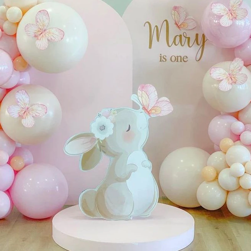 36/24/18inch Floral  Bunny Cutouts Rabbit With Flower Cut Out Foam Board Standee Baby Girl 1st Birthday Baby Shower Decor