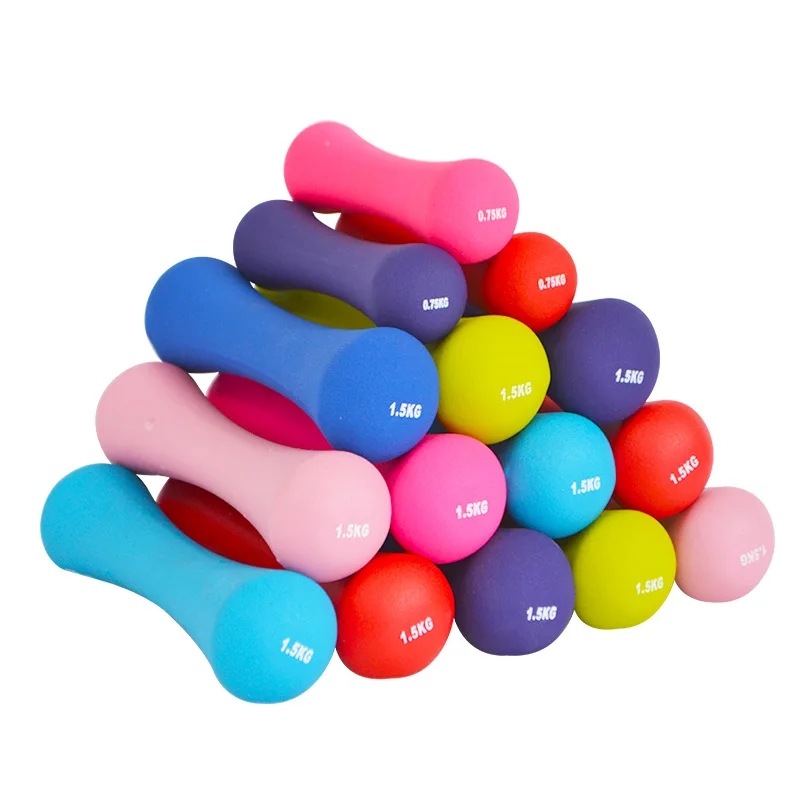 

Home Gym Excersize Workout Equipment Colorful Dip Plastic Neoprene Coated Bone Shape Dumbbell for Women