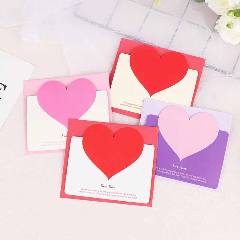 10Sets 3D Heart Fold Handwritten Paper Best Wishes Greeting Cards Love Postcard Wedding Invitation Cards For Wedding Party