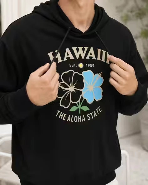 Vintage Hawaii Hibiscus Graphic Hoodie Men Women Retro Aloha Floral Print Oversized Pullover Fleece Casual Street Sweatshirt