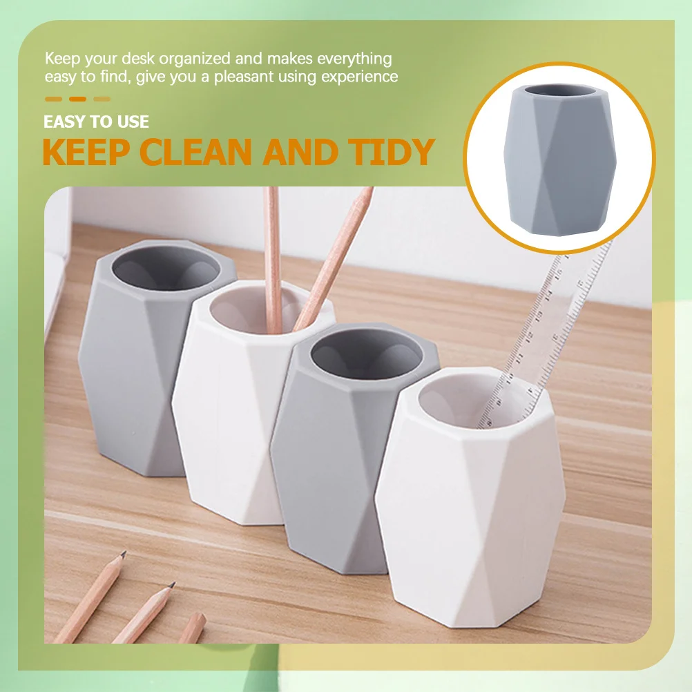

2Pcs Geometric Silicone Pen Holder Multi-Functional Makeup Brush Organizer Pencil Cup Brush Holder Desk Organizer