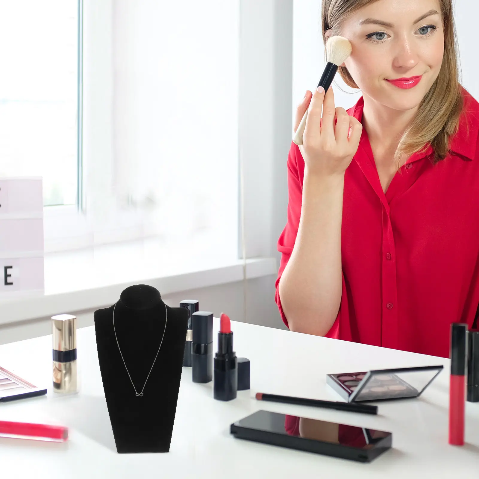 

Подставка-бюст для демонстрации украшений, манекен для ювелирных изделий, органайзер для хранения, для розничной торговли, для дома, для выставок, бежевый, деревянный