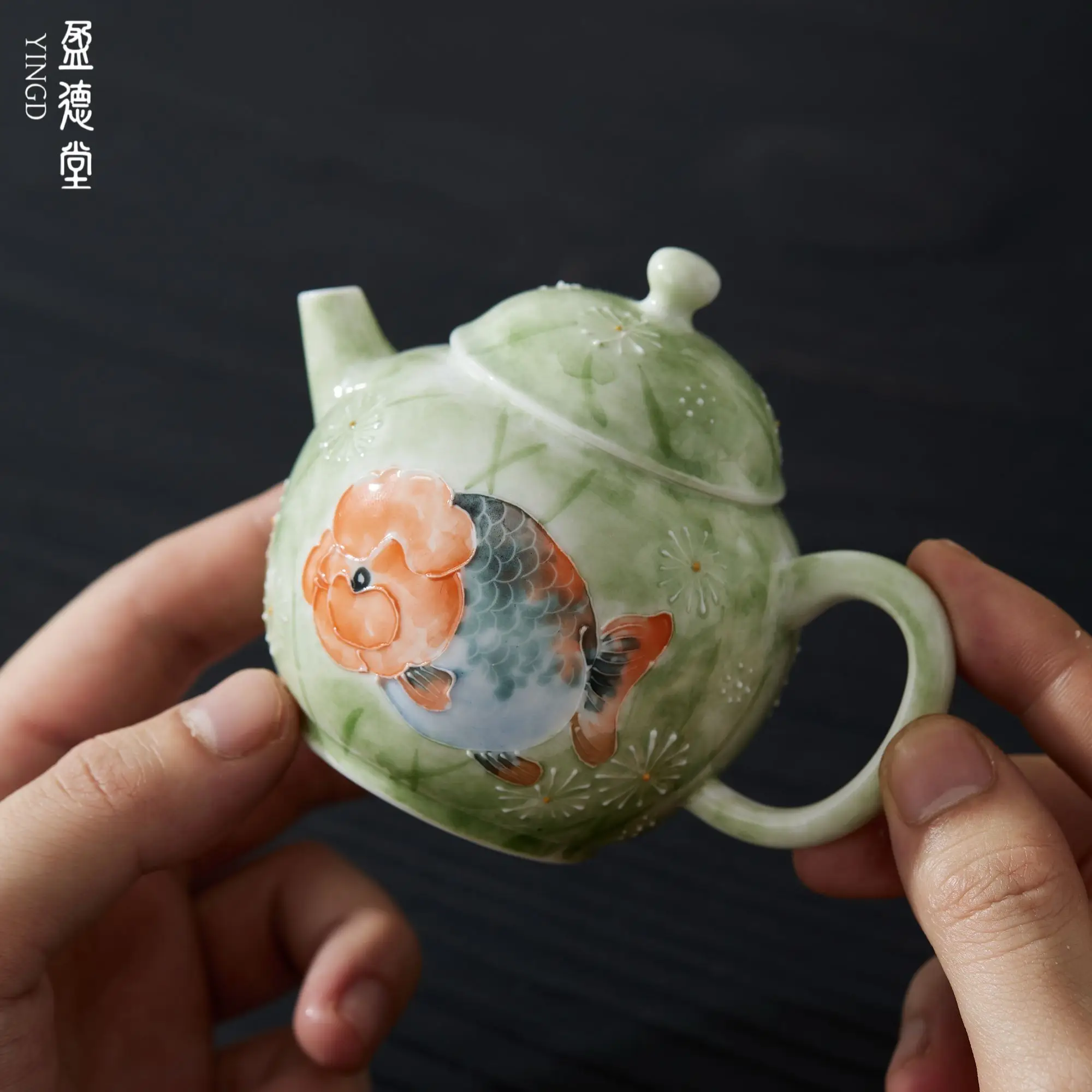 

Yingdetang Hand-Painted Underglaze Arita-Yaki Fat Fish Small Round Exquisite Women's Ceramic Tea Pot Anti-Scald Teapot