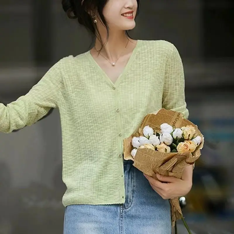 

Летний тонкий кардиган из ледяного шелка, новый летний солнцезащитный козырек, вязаный солнцезащитный крем, топ с кондиционером