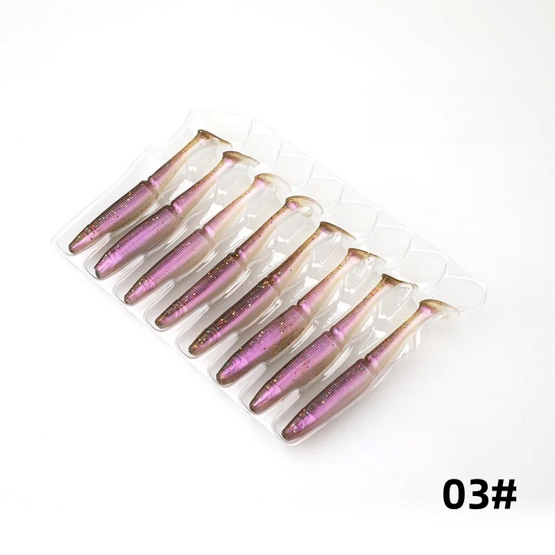 SWOLFY 8PCS TPE T-Schwanz Weiche Angeln Köder 3,5g/75mm Schwimmende Swimbait Wobbler Künstliche köder Silikon Bass Fishing Tackle – Detail 14