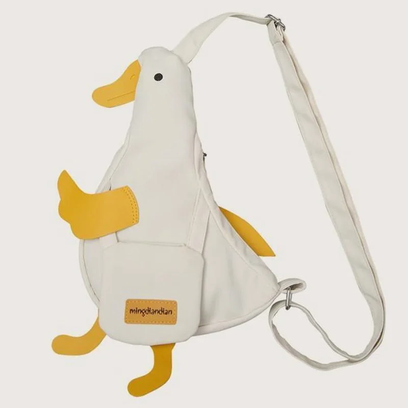 

Cartoon Duck Children's Cute Funny Backpack Chest Bag Canvas Bag Women's 2023 New Mobile Phone Bag Crossbody Bag Waist Bag