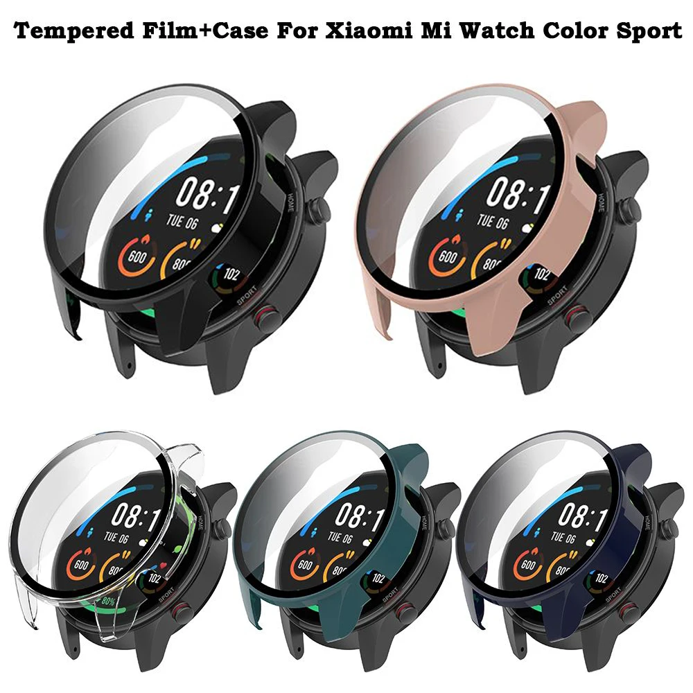 Etui na zegarek PC do zegarka Xiaomi Mi Color Sport Smart Watch Full Screen Protector Cover Shell hartowane szkło Film Hard Edge Frame