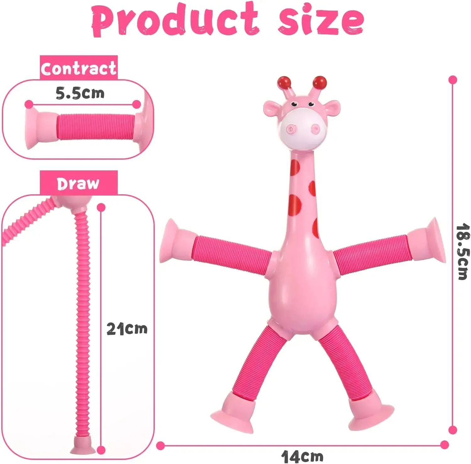 Children Suction Cup Toys Pop Tubes Stress Relief Telescopic Giraffe Fidget Toy Sensory Bellows Anti-stress Squeeze Kid Boy Girl