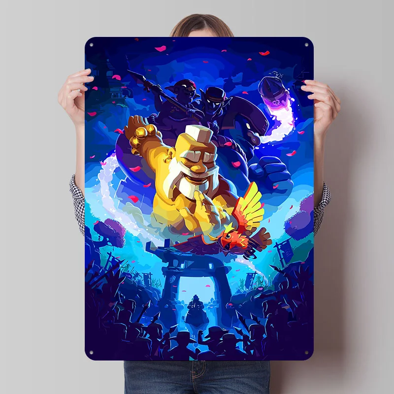 Clash Royale Sports Game Characters Tin Plaque Poster Customized Wall Art Retro Vintage Metal Signs for Gamer Decoration Home