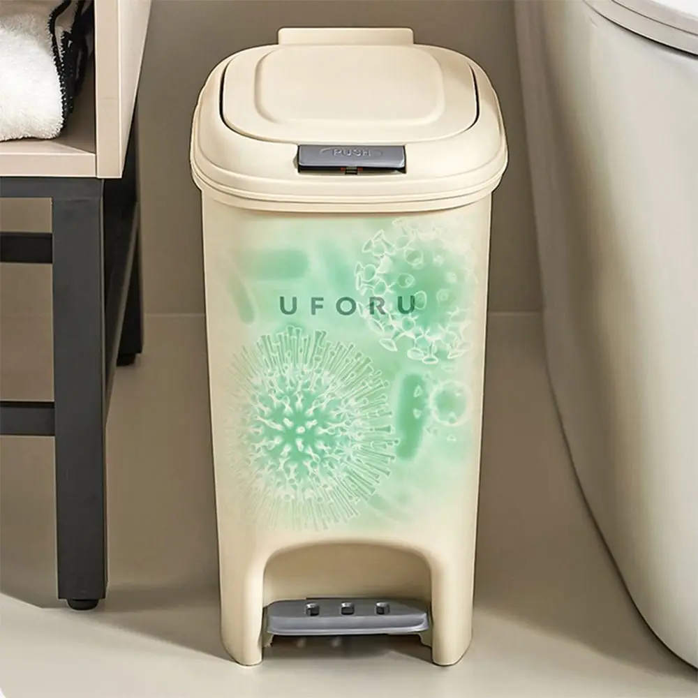 

Creative 8/10/15/20L Trash Can with Lid Step-on Design Refuse Bin Garbage Can Kitchen