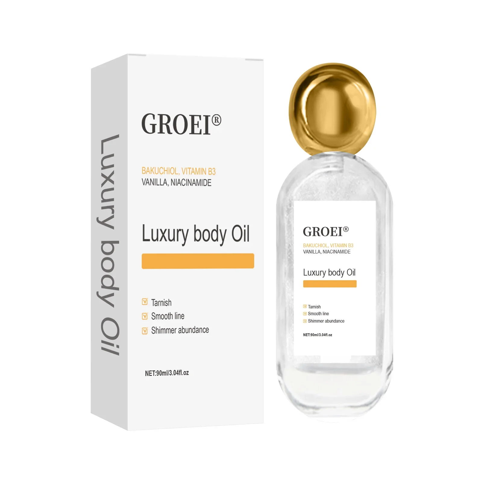 90ML Body Shimmer Oil Liquid Highlighter Body Contour Brightening Makeup Long Lasting Whitening Sequin Moisturizing Highlight