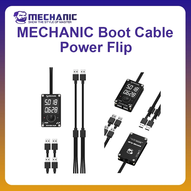 MECHANIC OFFICIAL Power Flip Intelligent Boot Cable One-Click Polarity Switch IPhone Android Motherboard Repair Power Test Tools