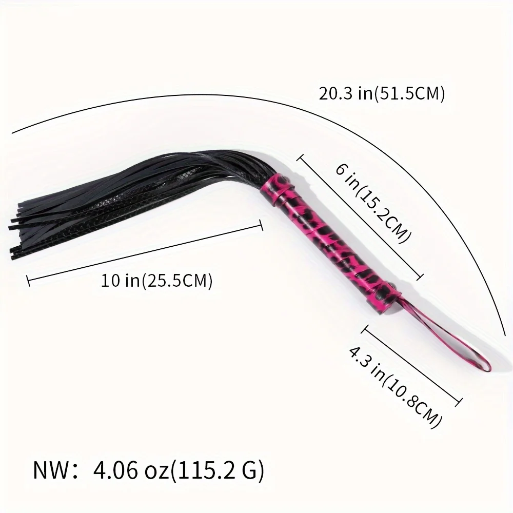 Pink Leopard Snakeskin PU Leather Whip, Punição Flirting Slapping Whip, Brinquedos Sexuais BDSM Alternativos para Casais e Mulheres, Brinquedos Sexuais Adultos