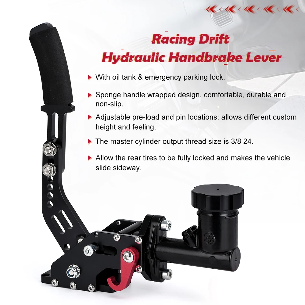 Black Hydraulic Racing Hand E Brake Drift Rally Handbrake Aluminium Lever Oil Tank Cylinder 0.75Bar WX-HB04