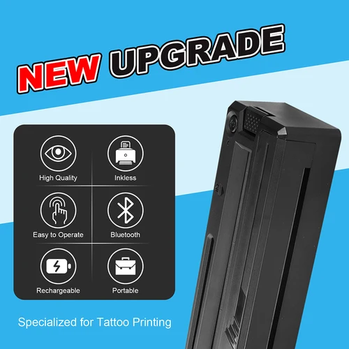 Imagen 2 del producto Máquina de transferencia de tatuajes inalámbrica, impresora térmica de plantillas para tatuajes con Bluetooth, Compatible con teléfonos inteligentes y PC con papel de tatuaje de 10 Uds.