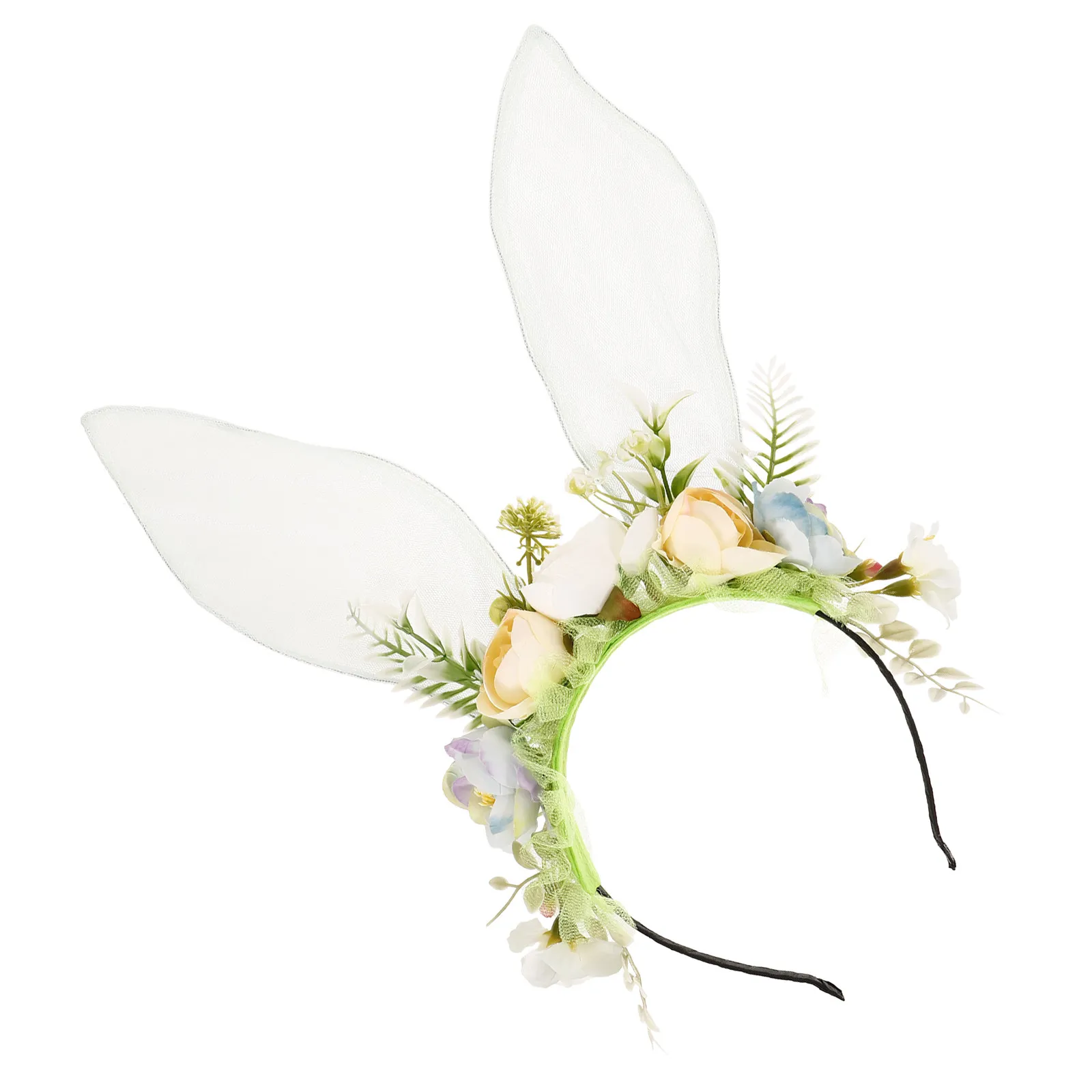 

Flower Rabbit Ear Headband Realistic Adjustable Soft Lightweight Party Cosplay Bunny Ears Headpiece for Women Ears Headband