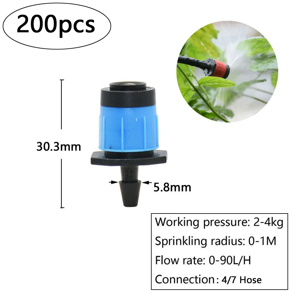 Garden Drip Irrigation Sprinkler Watering Misting Nozzle Dripper With Plastic Spike Inserting Ground Fit 4/7mm Hose Greenhouse