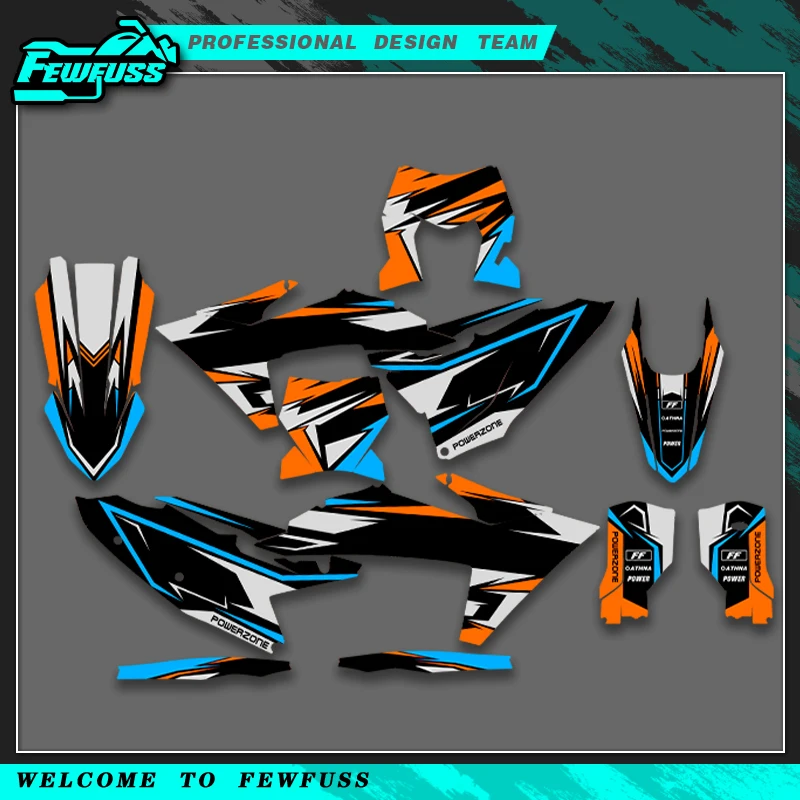 

Fewfuss для KTM 125 250 300 350 450 500 SX SXF 23-25 EXC EXCF XCW XCF 2024-2026 комплект графических наклеек для мотоциклов