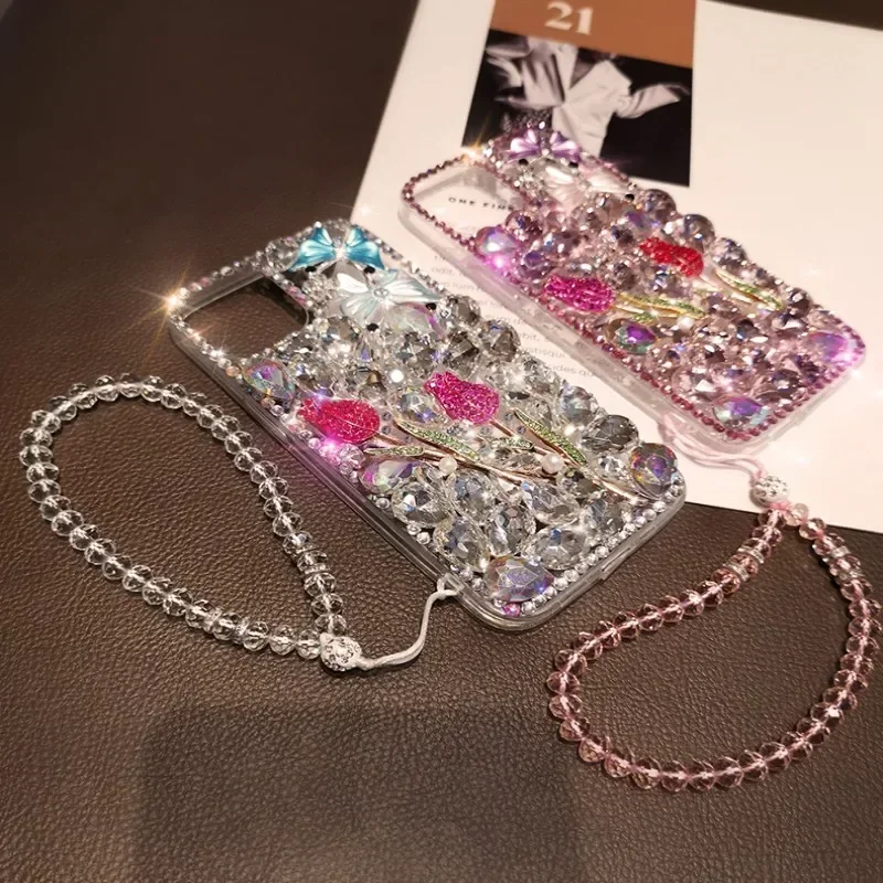 

Sparkling Diamond Chain Phone Case for Samsung, A53, A73, A33, A32, A51, A71, A72, A52, A23, A22, A13, A12, A11, 10 S, 50, 70