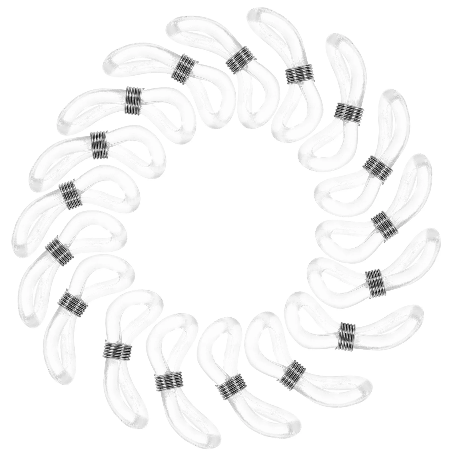 

25Pcs Eyeglass Chain Rubber Ends 25Mm Silver Metal Coil Adjustable Fit for Glasses Sunglasses Holder Secure Hold Eyeglass Cord