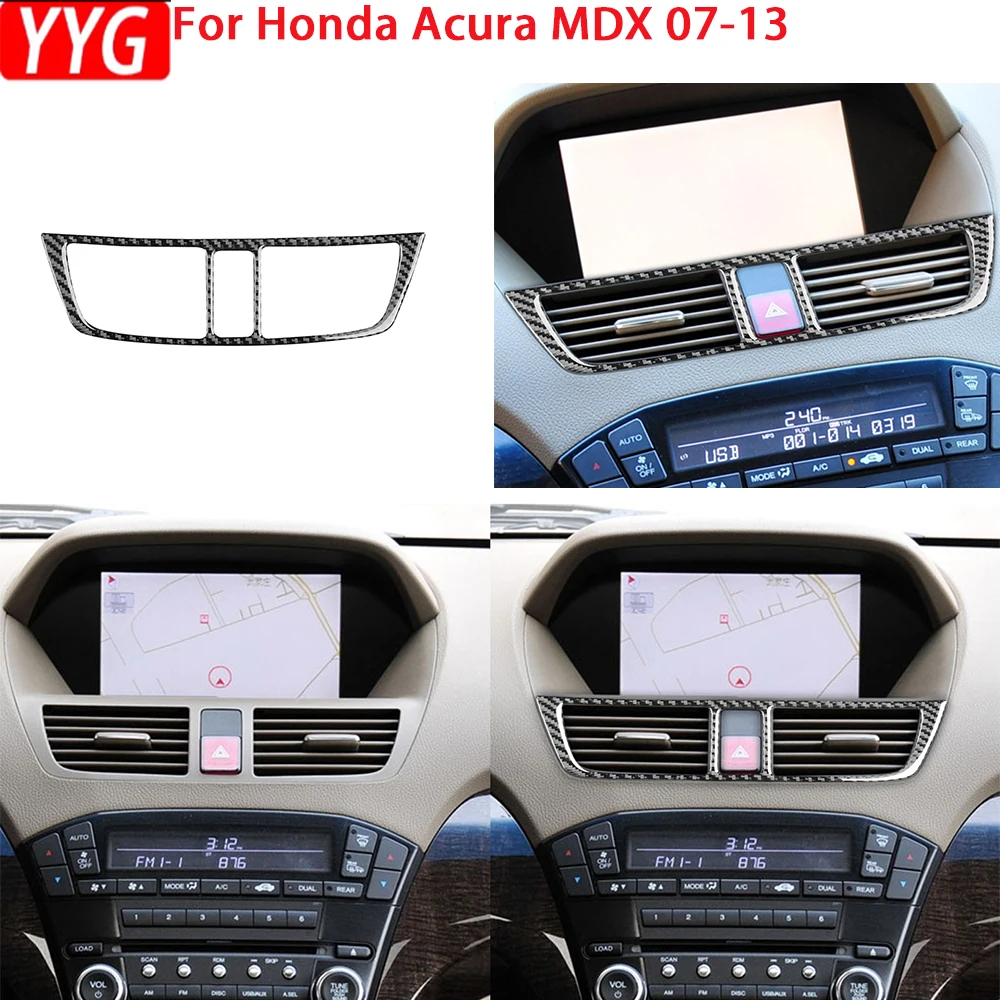 For Acura MDX 07-13 Real Soft Carbon Fiber Car Interior Control Console Air Vent Outlet Cover Trim Sticker Accessories