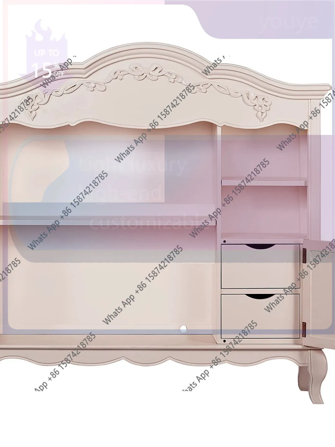 

grE Rt French Solid Wood Carved Storage Cabinet, Small Apartment, American Sideboard, Designer Style, Fashionable And High-end