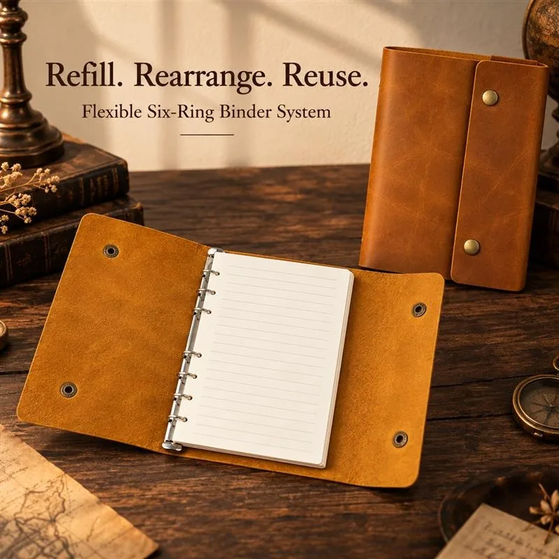 Top Grain Leather Loose Leaf Traveler Notebook Cover Vintage TN Journal Diary Planner Refillable Handmade Custom Engraving