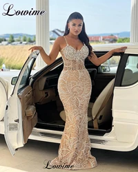 Sexy Champagne Celebrity Dresses Mermaid Spaghetti Summer Cocktail Dresses For Women Vestidos De Gala Prom Party Dresses