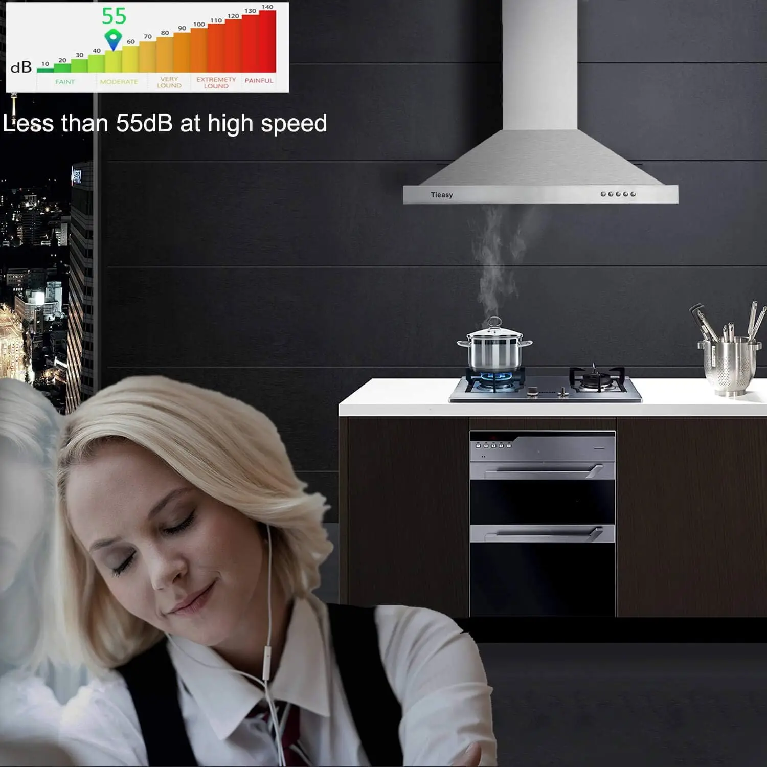 Wall Mount 30 inch 450 CFM Convertible Duct Stainless Steel with Led Bulb 3 Speed Fan Over Stove Range Hood USGD1775A