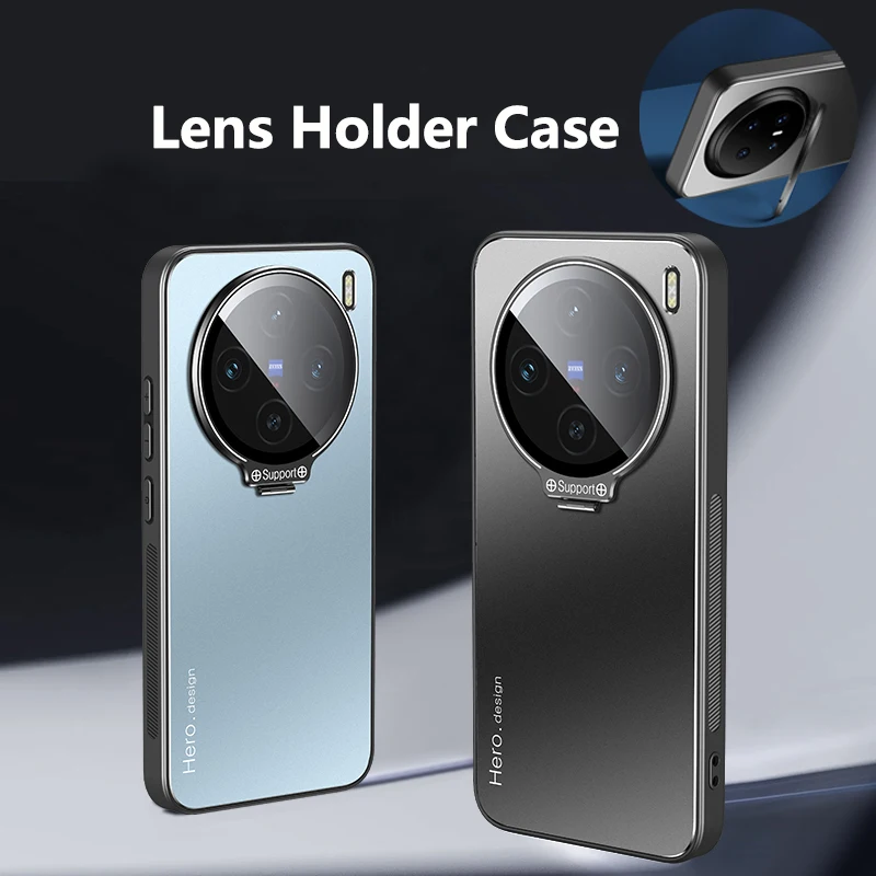 

For VIVO X200 Pro Mini X100 Ultra Case Metal Holder Camera Bracket Buckle with Lens Film Magnetic Frosted Back Phone Cover