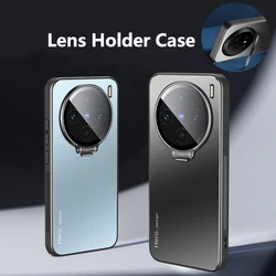 For VIVO X200 Pro Mini Case Luxury Metal Holder Camera Bracket Buckle Lens Protection Frosted Hard Shockproof Back Cover