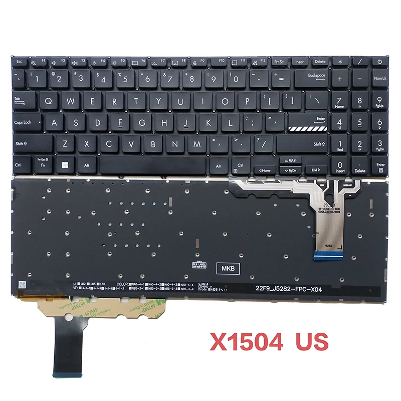 

US/RU/TW/SP/CS/LA/UK/FR Layout Backlight Keyboard For Asus X1503 X1504 K3605 K3504 M3504 K3605Z