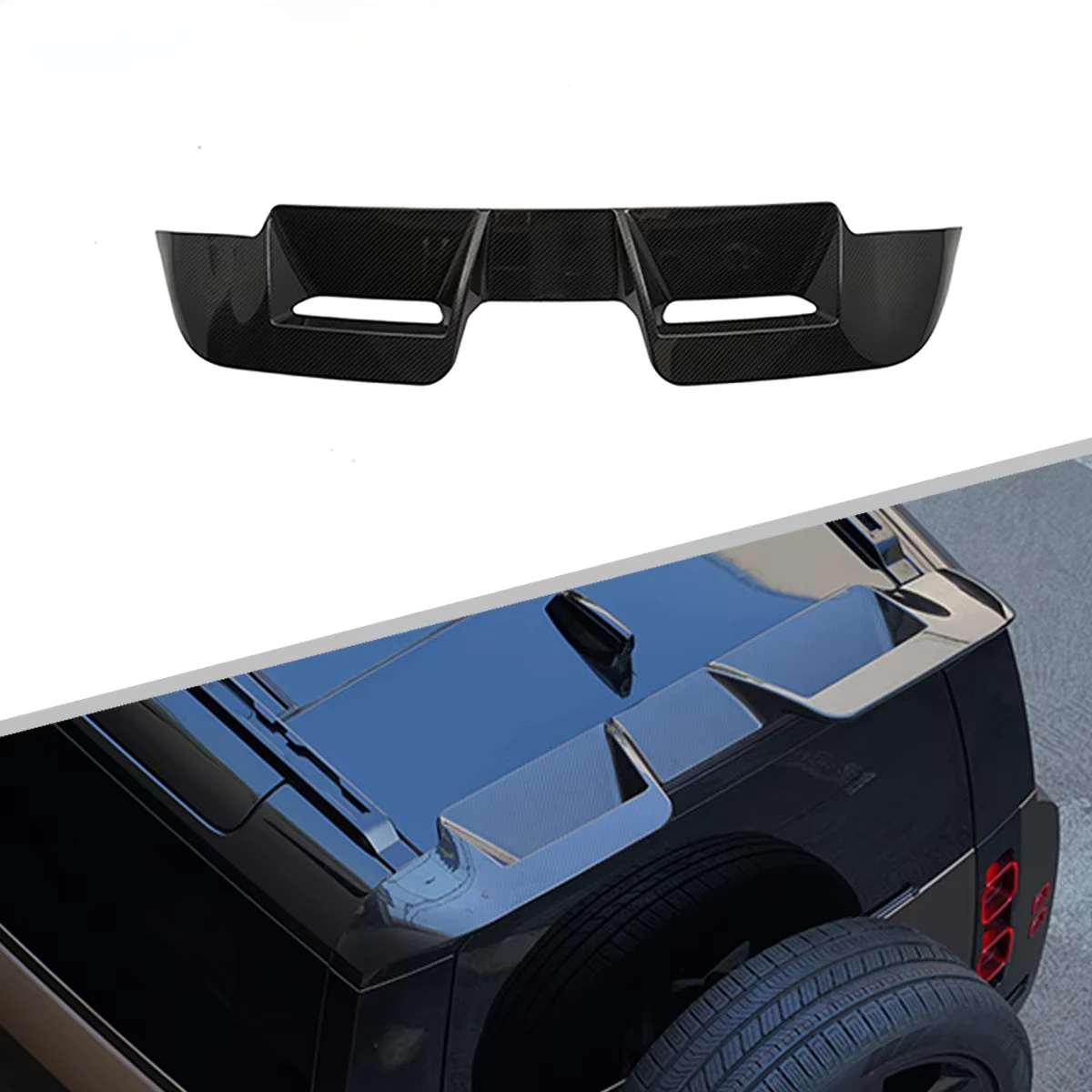 

Auto Accessories ROCK Style Carbon Fiber Car Rear Bumper Spoiler for Land Rover Defender 2020+custom
